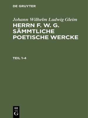 cover image of Johann Wilhelm Ludwig Gleim
